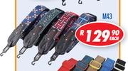 Assorted Guitar Straps With Leather Ends M43-Each