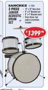 Sanchez 3 Piece Junior Acoustic Drum Set E-700A