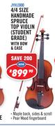 Jinyin 4/4 Size Handmade Spruce Top Violin(Student Grade) With Bow & Case JYVLE800