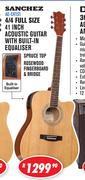 Sanchez 4/4 Full Size 41 Inch Acoustic Guitar With Built In Equaliser AE-C41S1