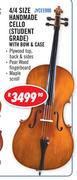 Jinyin 4/4 Size Handmade Cello(Student Grade) With Bow & Case JYCEE900