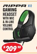 Rippa Gaming Headset With Mic & In Line Volume Control X12
