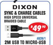 Dixon Sync & Charge Cables 2M USB To Micro USB AN2M/1