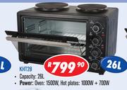 Amber 26Ltr Countertop Oven & Stove With 2 Solid Hot Plates KHT28