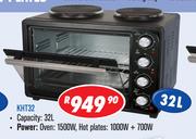 Amber 32Ltr Countertop Oven & Stove With 2 Solid Hot Plates KHT32