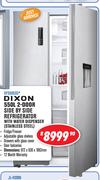 Dixon 550Ltr 2-Door Side By Side Refrigerator Stainless Steel With Water Dispenser DF550SSD