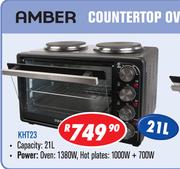 Amber 21Ltr Countertop Oven & Stove With 2 Solid Hot Plates KHT23