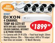 Dixon 4 Channel 720P HD CCTV Kit With DVR And 4 Outdoor Colour Cameras, Internet & 3G Phone Viewing 