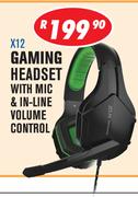 Rippa Gaming Headset With Mic & In Line Volume Control X12