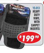 4 Piece Car Mat Sets Heavy Duty Vinyl With Carpet Inserts YS-013