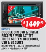 Dixon Double Din DVD & Digital Receiver With 6.2" TFT Touch Screen,Bluetooth,USB & SD Slots DN2210TH
