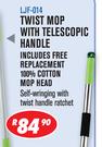 Twist Mop With Telescopic Handle With Free Replacement 100% Cotton Mop Head LJF-014