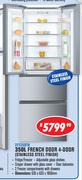 Dixon 350Ltr French Door 4 Door (Stainless Steel Finish) DFD350FM