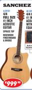 Sanchez 4/4 Full Size 41 Inch Acoustic Guitar A-CC41S1