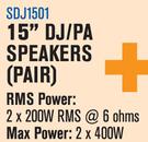 Dixon 15" DJ/PA Speakers (Pair) SDJ1501