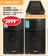 Dixon 15 Inch Active Speakers (Pair) With Built In Bluetooth & 7 Channel Mixer ST-6115