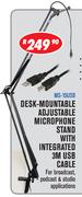 Desk Mountable Adjustable Microphone Stand With Integrated 3M USB Cable MS-15USB