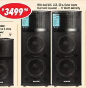 Dixon 10 Inch Active Speakers (Pair) With Built In Bluetooth & 7 Channel Mixer ST-6210