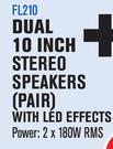 Dixon Dual 10 Inch Stereo Speakers (Pair) With LED Effects FL210