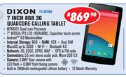 Dixon 7 Inch 8GB 3G Quadcore Calling Tablet TS-M706E