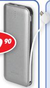 Dixon 6000 mAh True Capacity Power Banks With Built In Micro USB Cable & Lighting Adapter T5