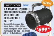 Dixon 2.1 Channel Portable Bluetooth Speaker With Built-In Rechargeable Battery DN28BT