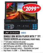 Dixon Single Din Media Player with 7" TFT Touch Screen and Detachable Front Panel DVD973
