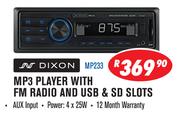 Dixon MP3 Player with FM Radio and USB & SD Slots MP233