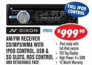 Dixon AM/FM Receiver CD/MP3/WMA with iPod Control, USB & SD Slots, RDS Control and Detachable Face I