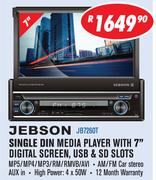 Jebson Single Din Media Player with 7" Digital Screen, USB & SD Slots JB7260T