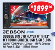 Jebson Double Din DVD Player with 6.2" TFT Touch Screen, USB & SD Slots JB362D