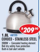 Amber Corded Stainless Steel Kettle-1.7Ltr AM1705