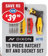 Dixon 15 Piece Ratchet Bit And Socket Set 547115