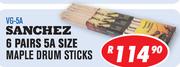 Sanchez 6 Pairs 5A Size Maple Drum Sticks VG-5A