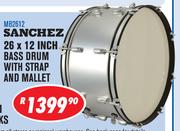 Sanchez 26 x 12 Inch Bass Drum Strap And Mallet MB2612