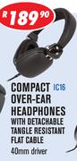 Dixon Compact Over Ear Headphones With Detachable Tangle Resistant Flat Cable IC16