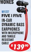 Dixon Five Five In Ear Dynamic Bass Earphones With Microphone And Tangle Resistant Cable MI1227