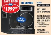Dixon 12" 100W DJ/PA Speakers+ Digital Karaoke Amplifier With USB & SD Slots MA300DJ