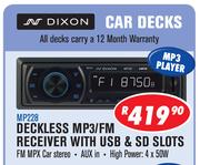 Dixon Deckless MP3/FM Receiver With USB & SD Slots MP228