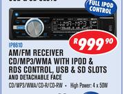 Dixon AM/FM Receiver CD/MP3/WMA With Ipod & RDS Control, USB & SD Slots And Detachable Face IP8610