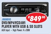 Jebson DVD/MP4/VCD/AVI Player With USB & SD Slots JB698DVD