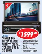 Jebson Single Din Media Player With 7" Digital Screen, USB & SD Slots JB7260T
