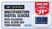 Dixon Multifunction Digital Clocks With Calendar,Date,Alarm And Temperature RS8732A