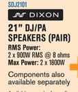 Dixon 21" DJ/PA Speakers (Pair) SDJ2101