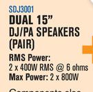 Dixon Dual 15" DJ/PA Speakers (Pair) SDJ3001