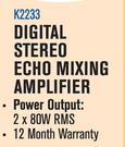 Dixon Digital Stereo Echo Mixing Amplifier K2233