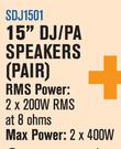 Dixon 15" DJ/PA Speakers (Pair) SDJ1501