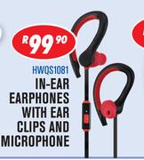 Dixon In Ear Earphones With Ear Clips And Microphone HWQS1081