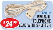 Telephone Lead With Splitter 5M RJ11 6P4C1-2