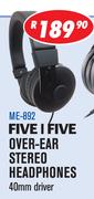 Dixon Five I Five Foldable Over Ear Stereo Headphones 40mm Driver ME-892
